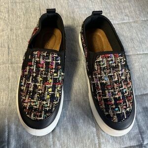 Maurices Black Multicolor Tweed Slip-On Sneakers